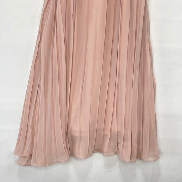 HM Women Short Dress in Pleated Fabric Sz 4 Pink Sleeveless Tie At The Neck - Picture 14 of 16